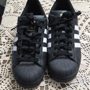 Adidas Black Sneakers with Gold Logo